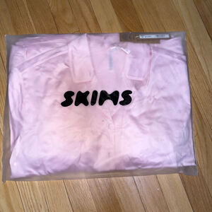 SKIMS Silk Feather Trim Long Pajama Set M Cherry Blossom SKU712